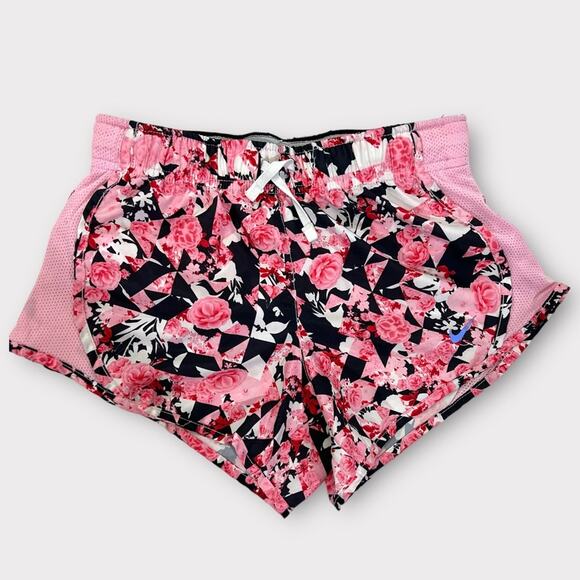 Nike Girls Pink Floral Running Shorts sz S Pink and Black - Picture 16 of 16